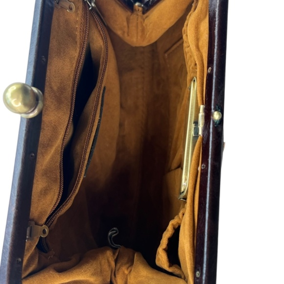 Patricia Nash Ealing Frame Leather Bag in Chocolate Color - Picture 12 of 16